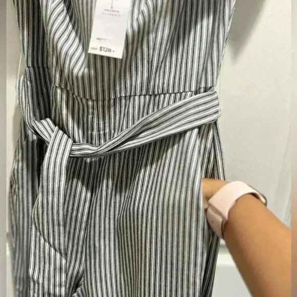 BCBGeneration womens Railroad Stripe Strapless Jumpsuit - Picture 8 of 9